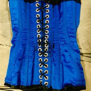 Blue Lace-Up Corset